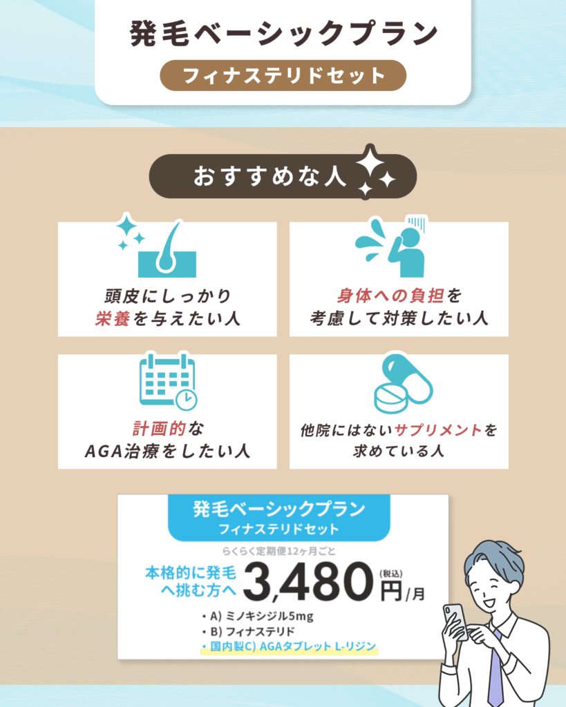 DMMのAGAクーポン⑤：発毛ベーシックプラン（フィナステリドセット）「mafin30pbasic」がおすすめな人